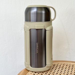 락앤락 대용량 보온병 1.2L 아기 분유 보냉병 얼음 등산 아웃도어 대형 원터치캡 대용량 휴대용 손잡이 텀블러 물병 보온물통 LHC1425BEG