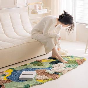 [한빛카페트]스프링 포레스트 가든 잔디 터프팅 러그 침실 발매트 80x120cm