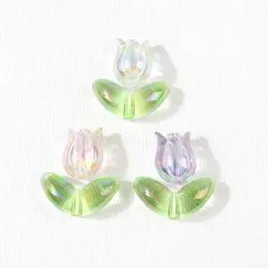 비즈아이 [6619-11]아크릴통과형 튤립한송이 투명오로라 ,1세트