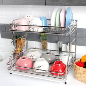 거치형 스텐 2단 식기건조대 수저통 접시꽂이 주방 싱크대 설거지 정리