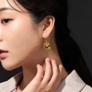 갤러리아 대한민국금거래소 써클큐빅 24K 순금 귀걸이 3.75g + 18K 연결장식