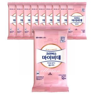 크리넥스 마이비데 밸런스케어 휴대용 물티슈 10매 x10팩