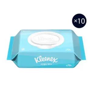 | 크리넥스 | 수앤수 코튼 클린 저자극 대용량 물티슈 캡형 72매X10EA 엠보싱 천연펄프 화장지 미용 항균