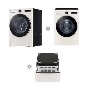 [LG] 트롬 오브제 세탁기 + 건조기 + 키높이 수납함 FX23ENEF-EE 배송무료