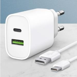 홈플래닛 PD 20W 2포트 고속충전기 + C타입 케이블 1.5m 세트 1개