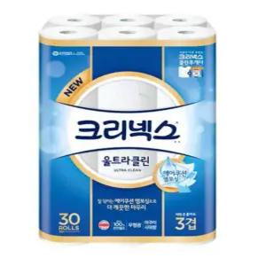 크리넥스 울트라 클린 비데 롤화장지 30m 30롤x3팩