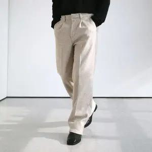 [하프클럽/맨즈북]겨울 와이드핏 남자 모직바지 원턱 울스판 슬랙스 팬츠