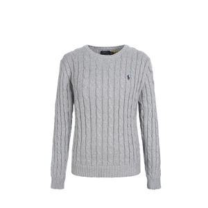 랄프로렌 폴로 여성 클래식 케이블 라운드 니트 그레이