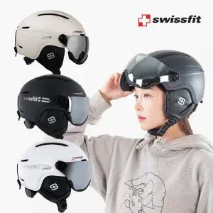 [스위스핏]스키 보드 아시안핏 라피네 바이저 고글일체형 헬멧