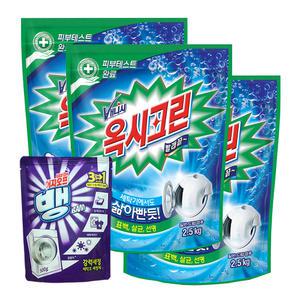 옥시크린 표백제 세탁세제 2.5kg 교체용 3개 이지오프뱅 세탁조 세정제 1개 포함