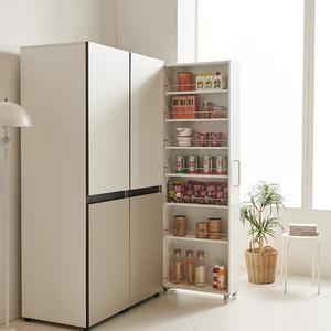 땡스리빙 냉장고 키큰 200 슬라이딩 틈새장 주방 부엌 수납장 냉장고틈새수납장