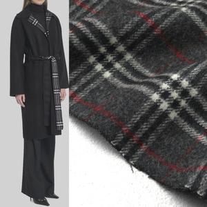 대폭 울소재 핸드메이드 이중지 리버시블 체크원단 비비그레이