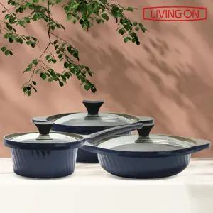 썬터치 리빙온 스톤코팅 세라믹 냄비 3종세트(18편수+ 20양수+ 24전골)
