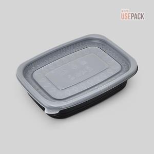 EH 사각 죽용기 소 50개 검정 세트 일회용 밀폐 포장용기 다용도