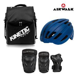 에어워크 에어로 네이비 주니어 성인 인라인스케이트 자전거 보호장구 세트 가방+헬멧+200보호대