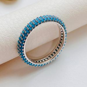 파베 터키석 지르코니아 큐빅 라운드 가락지 반지