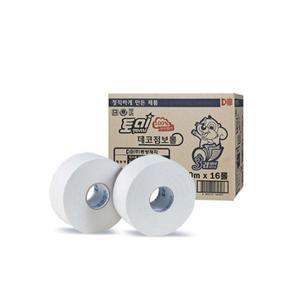 토미 DBJ-206 데코 점보롤 3겹 천연펄프 200m 16롤 3P 대용량 화장실 휴지 화장지 공중 상가 건물 학교