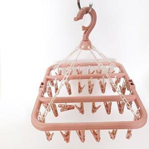 [셀러허브 1]빨래집게 건조대_인디핑크 32클립 옷걸이형 후크 빨래걸이_양말속옷