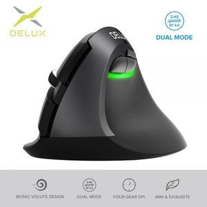 무선 무소음 게이밍 버티컬 마우스 Delux 인체 공학적 블루투스 M618미니 DB 2400 DPI 수직 컴퓨터 및 노트