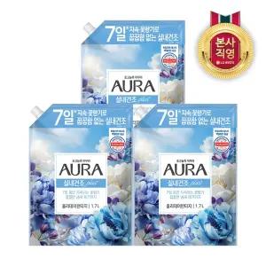 아우라 리필 1.7L 실내건조 섬유유연제 홀리데이판타지 3개