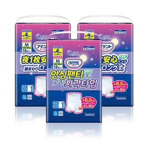 아텐토 성인용 장시간 긴기장 안심 사각팬티형 언더웨어 기저귀 4회 흡수 중형 18매 3팩 21001344