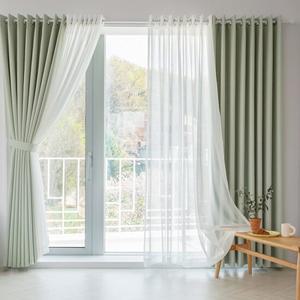 까르데코 어반 형상기억 암막+무지 속지 특대형 거실커튼 4장