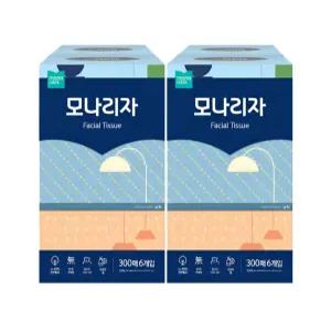 모나리자 미용티슈 각티슈 300매 6입 2개 총12개