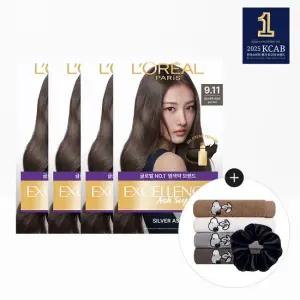 엑셀랑스 애쉬 슈프림 염모제 4개+스누피 타올 1장 랜덤)+스크런치 랜덤)