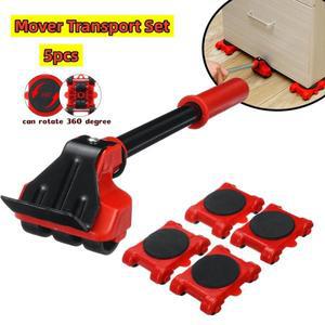 5Pcs 헤비 듀티 가구 기중 장치 발동기 세트 4 슬라이더 이동식 세탁기 냉장고 리프팅을위한 1 휠 바