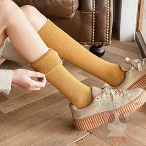 옥이드림 여성 기모 스타킹 양말 목긴양말 겨울롱양말 여성긴양말