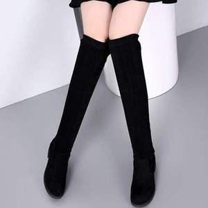 여성 블랙 스웨이드 캐주얼 기모 안감 겨울 롱부츠 롱부츠