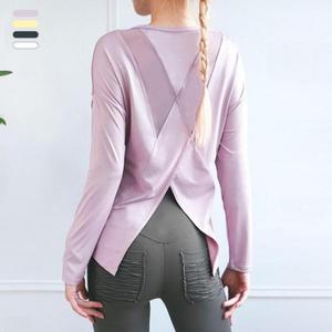 롱 트레이복 슬리브 헬스 요가복 티셔츠 운동복 (3z1k0)