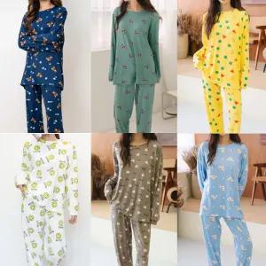 잠옷세트826상하잠옷세트 봄가을 여성긴바지 반팔긴팔 여자  캐릭터 홈웨어