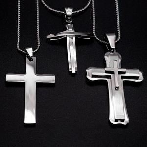 남자 십자가 은 목걸이 실버 백금 도금 화이트 골드 써지컬스틸 체인 목걸이 줄