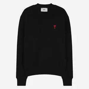 아미 5F BFUSW035 730 001 스몰 하트 로고 스웨트셔츠 블랙