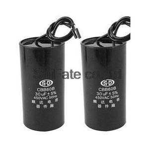 AC 450V 실린더 6uf 14uf 16uf 30uF 2 유선 모터 런 커패시터 CBB60B 블랙