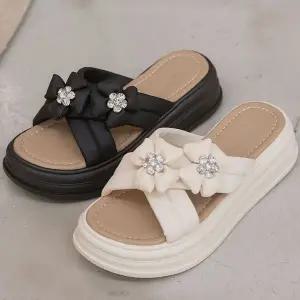 [하프클럽/갤러리샵]보석플라워 5cm 통굽 슬리퍼