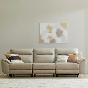 한샘 프라임 리츠 천연면피가죽 전동 리클라이너 소파 4인용(양쪽형) [매장가구]