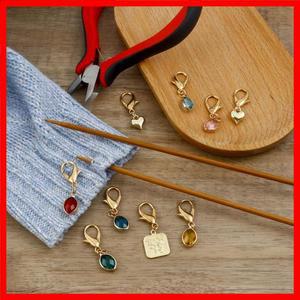 합금 탄생석 뜨개질 스티치 마커 DIY 공예 마커 키트용 크로셰 래치 바늘 클립 뜨개질 도구 1 세트 (12 PCs