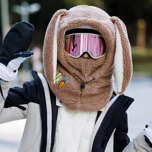 스키장갑 겨울 따뜻한 스키 헬멧 커버 야외 라이딩 플러스 벨벳 두꺼운 스키 모자 스카프 워머 귀여운 헬멧 커버 모자 가을 겨울