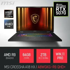 ⓒ MSI 크로스헤어 A18 HX A8WGKG-R9 QHD+ 64GB 2TB WIN11 / 18인치 편집 고성능 게임 AI 노트북