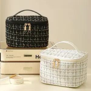 [라일리] Rly 트위드 대용량 화장품 파우치 메이크업 여행용 다