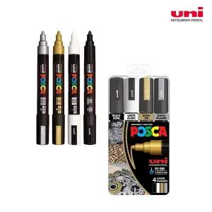 유니 포스카 마카 5M 4색세트 페인트 아크릴 형광 칼라 수성마카