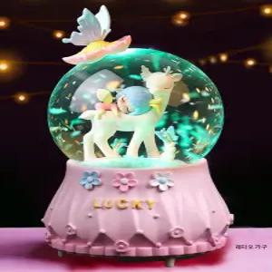 공주 수정 구슬 뮤직박스 생일 선물 회전형 빛나는 음악 상자 인테리어 예쁜 디자인