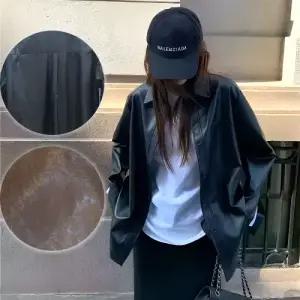 원온레자셔츠 자켓 여성 남방 여행룩 검정셔츠 가을셔