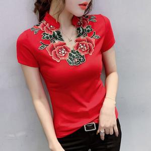 라틴댄스복 꽃무늬 라인댄스 여성댄스복 셔츠 댄스티 소매 상의 슬림핏 스퀘어넥 4XL