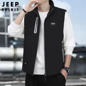 JEEP SPIRIT 겨울 조끼 민소매 따뜻한 스탠드 칼라 남성 경량 패딩 조끼