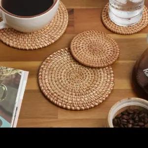 감성 홈카페 원형 라탄 컵받침 13cm