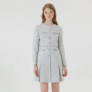 [롯데백화점]라인에디션 쥬얼버튼 트위드 플리츠 원피스(NWOPOJ09)