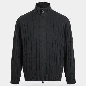 [비르반테](강남점)워셔블 코튼 케이블 투웨이 니트 집업 - 차콜